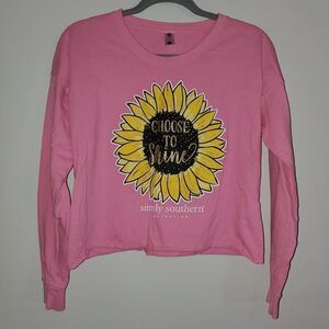 SIMPLY SOUTHERN CHOOSE TO SHINE SUNFLOWER GRAPHIC LONG SLEEVE CROPPED SHIRT